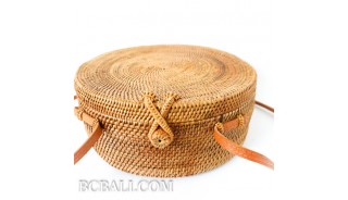 Large size circle handbag ata grass rattan hand woven handmade bali